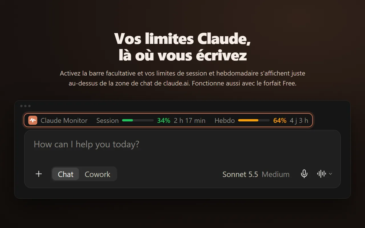 La barre optionnelle au-dessus de la zone de chat de claude.ai